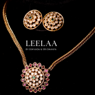 Floral Pendant Necklace Chain with Studs 1