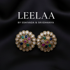 Multicoloured Double Layered Navrang Floral Necklace with Studs 3