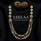 Multicoloured Double Layered Navrang Floral Necklace with Studs 4