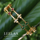 Simple Ruby Emerald Floral Bangle 3