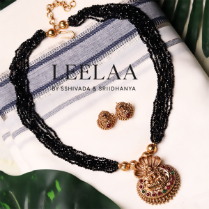 Black Crystal Naga Lakshmi Necklace