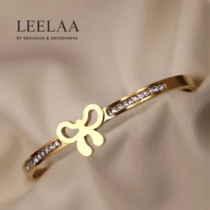 Elegant Bow & Adstones Openable Bangles