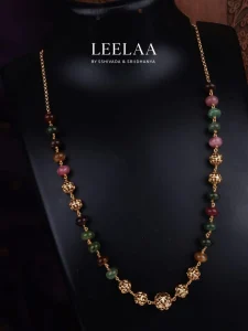 Multicolour Beaded Necklace  (Without Earrings)