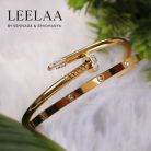 Nail and Minimal AD stone Bracelet Combo Gold 5