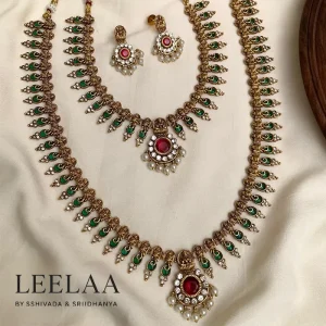 Budget Friendly Temple Jewellery Ganapathi Haram & Necklace Combo Set