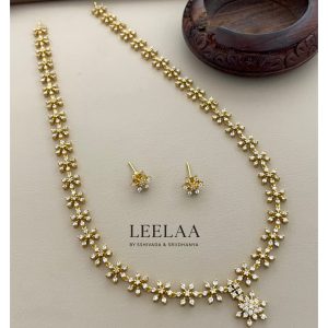 Nakshatra AD Stone Diamond Replica Haaram with Studs