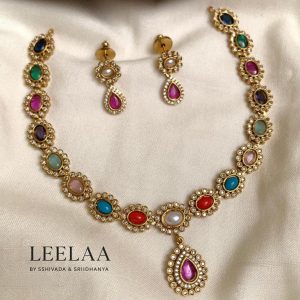 Navarang floral necklace with Earrings
