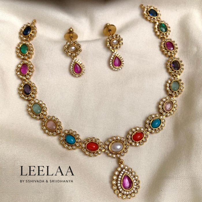 N190 Navrang floral necklace with earrings