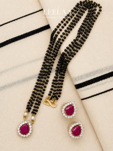 Ruby Tear Drop Mangalsutra with Earrings