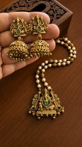 Royal Antique Ganesha Haaram with Earrings
