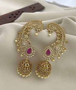 Mayura Jhumka Earrings with Earcuff