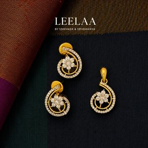 Floral Eclipse Diamond Replica Pendant Set  [No Chain]