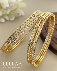 Traditional Golden Halo Bangles (Set of 2)